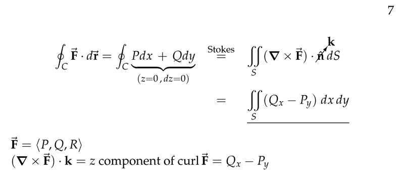 Figure 7: Green&rsquo;s Theorem as special case of Stokes&rsquo; Theorem