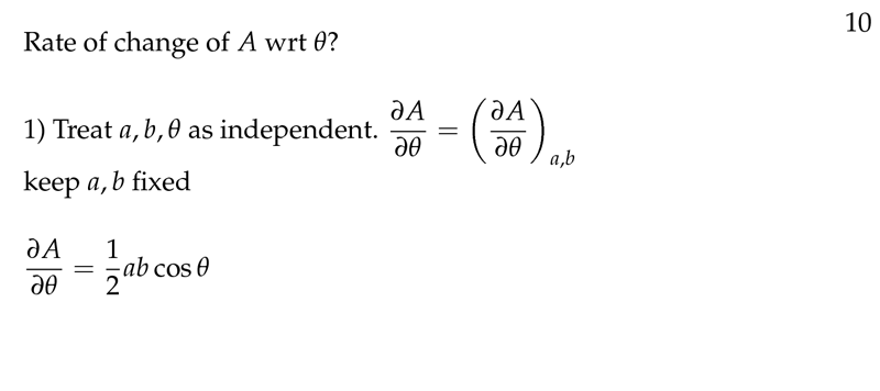 Figure 2: Rate of change of area wrt \(\theta\)