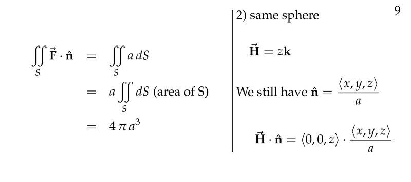 Figure 5: Example the flux across the sphere - II