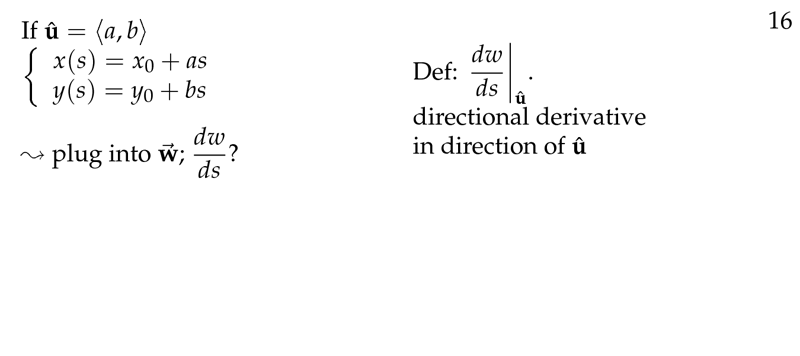 Figure 3: Directional derivative in direction of \(\vu{u}\)