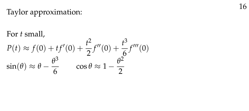 Figure 3: Taylor approximations for \(\sin\) and \(\cos\) when \(\theta\) is small