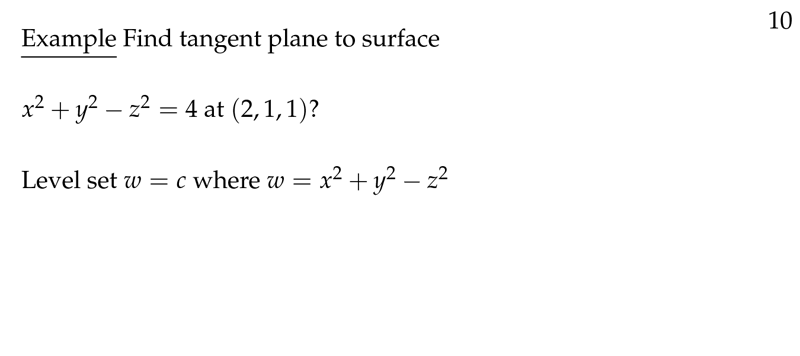 Figure 1: Find tangent plane to surface