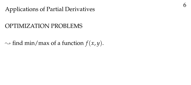 Figure 1: Applications of Partial Derivatives