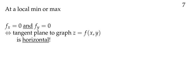 Figure 2: At local min or max