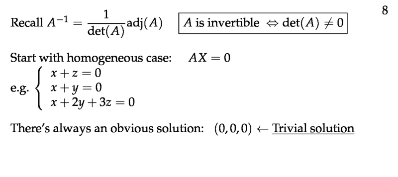 Figure 1: Trivial solution and inverse of a matrix