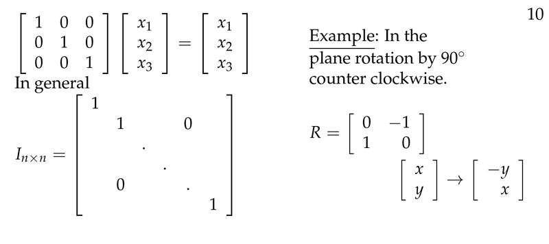 Figure 2: Matrix identity and plane rotation by matrix multiplication