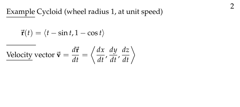 Figure 2: Velocity in a cycloid